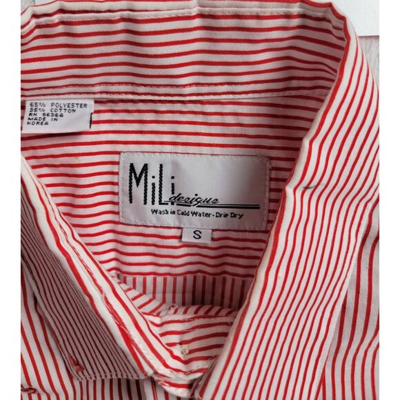Vintage MiLi Lovecore 90s Button Up Shirt Valentines Heart Red Striped Top Small - Picture 4 of 10